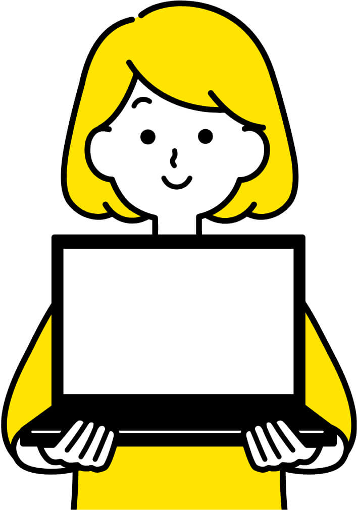 パソコンを持った女性のイラスト